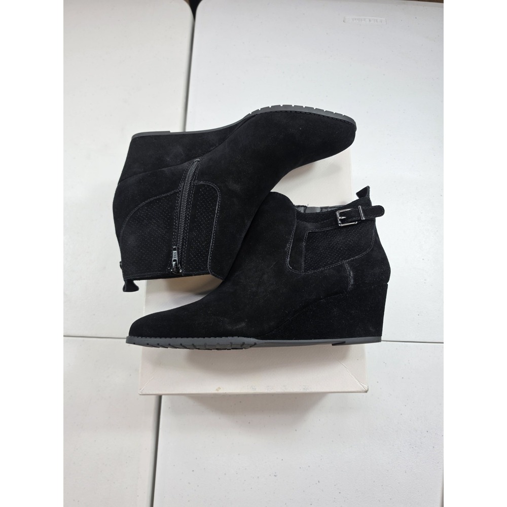 Size-11 Alex Marie Medalia Wedge Suede Ankle Womens Black NIB